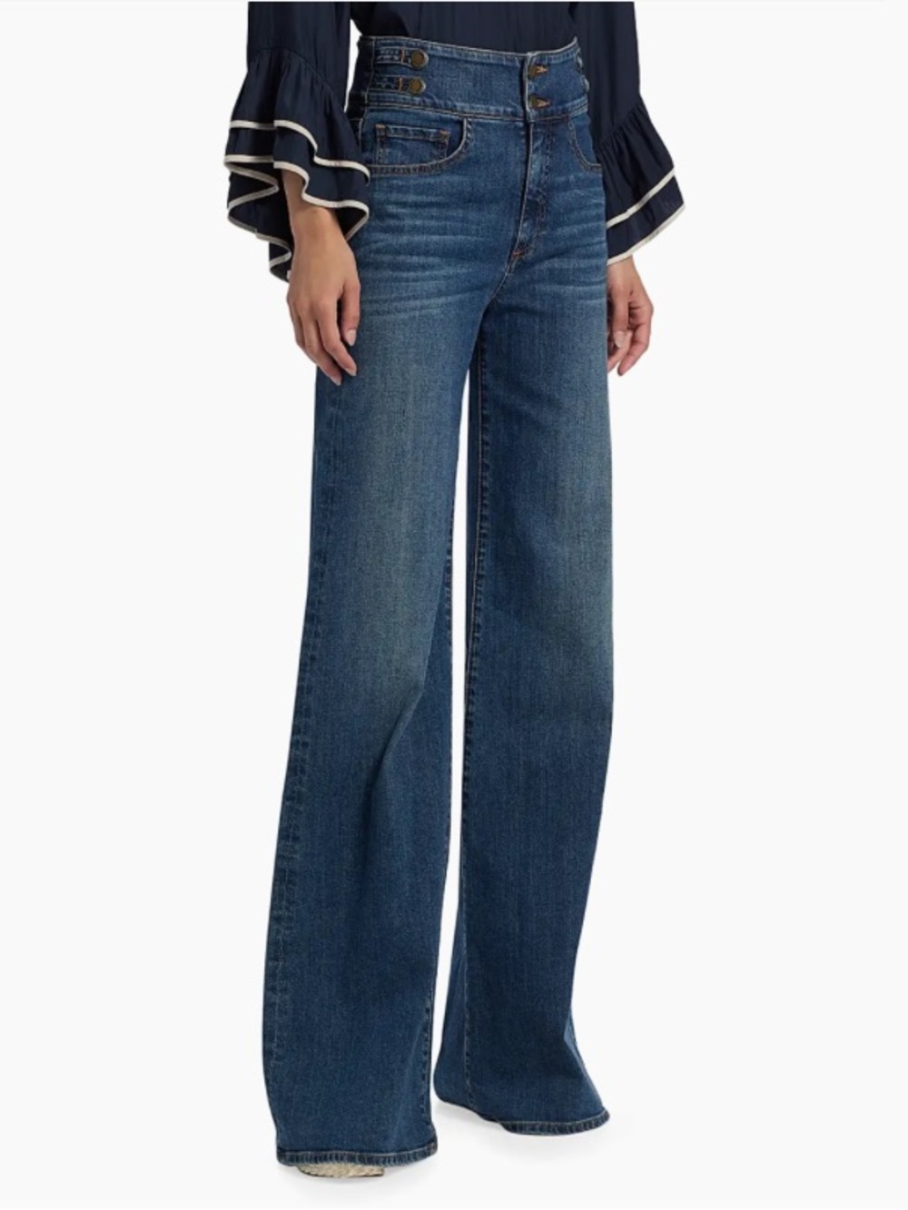 Ramy Brook Dark Blue High-Waist Wide Leg Jeans - Picture 13 of 15